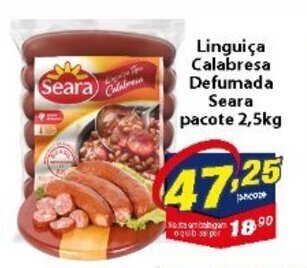 Vencedor Atacadista Linguica Calabresa Defumada Seara pacote 2.5kg oferta