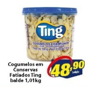 Vencedor Atacadista Cogumelos em Conserva Fatiados Ting balde 1.01kg oferta