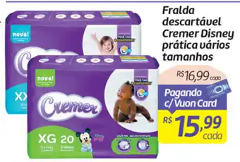 Comper Fralda descartavel Cremer Disney pratica varios tamanhos oferta