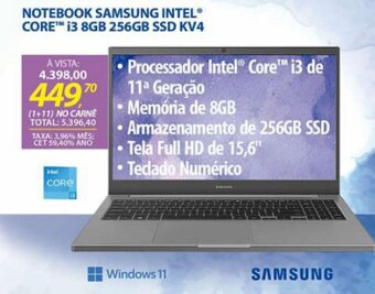 Lojas Cem Notebook Samsung Intel Core i5 8GB 256GB SSD KV4 oferta