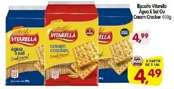 Cercadão Biscoito Vitarella Agua E Sal ou Cream Cracker 400g oferta
