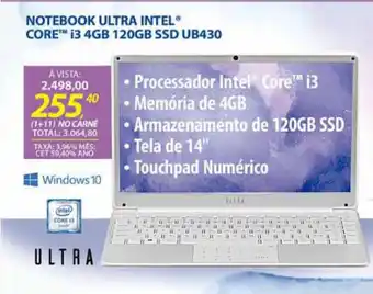 Lojas Cem Notebook Ultra Intel Core i3 4GB oferta