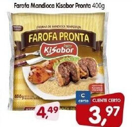 Cercadão Farofa Mandioca Kisabor Pronta 400g oferta