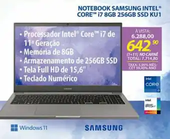 Lojas Cem Notebook Samsung Intel Core i7 8GB 256GB SSD KU71 oferta