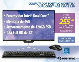 Lojas Cem Computador Positivo AIO Intel dual Cora 4GB 120GB SSD oferta