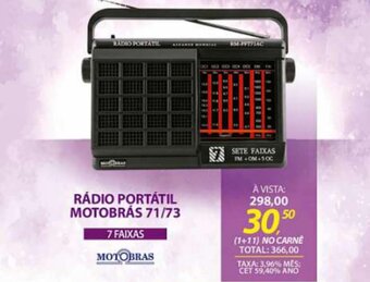 Lojas Cem Radio Portatil Motobras 71/73 oferta
