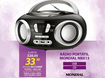 Lojas Cem Radio Portatil Mondial NBX13 oferta