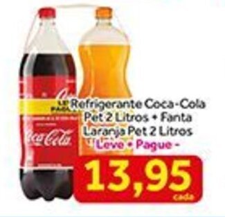 Refrigerante Coca Cola Pet 2L + Fanta Laranja Pet 2L