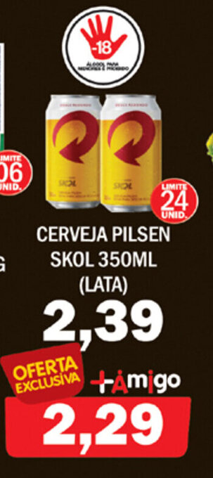 Cerveja Pilsen Skol 350ml lata