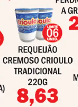 Requeijao Cremoso Crioulo Tradicioanl 220g