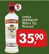 Supermercados Nori Vodka Smirnoff 998ml 10x Filtered oferta