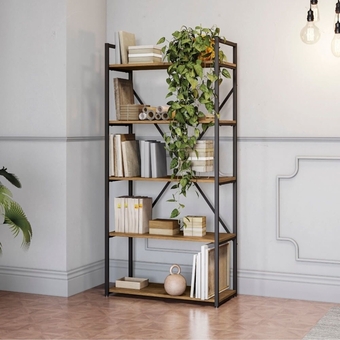 Benoit Estante Alta Kappesberg LI006 5 Prateleiras Industrial Freijó 150cm oferta