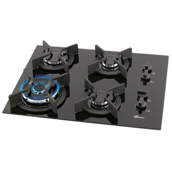 Fogão Cooktop 4 Queimadores Infinity Gás Mesa de Vidro Preto Tripla Chama 26297/57076 Fischer
