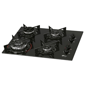 Fogão Cooktop 4 Queimadores Fit Line Gás Mesa Vidro Tripla Chama Fischer