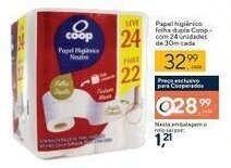 Coop Papel Higiénico Folha Dupla Coop com 24 unidades de 30m cada oferta