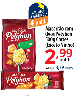 Akki Atacadista Macarrao com Ovos Petybon 500g Cortes oferta