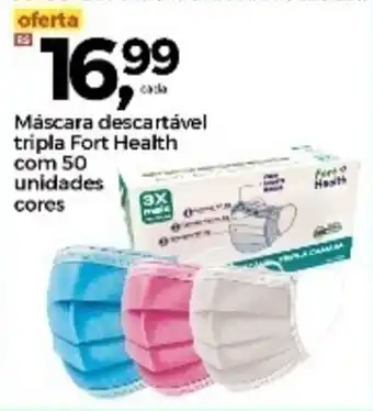 Mascara descartavel Tripla Fort Health com 50 unidades cores