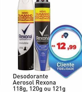 Desodorante aerosol rexona 118g, 120g ou 121g