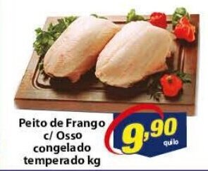 Vencedor Atacadista Peito de Frango c/ Osso Congelado temperado 1kg oferta