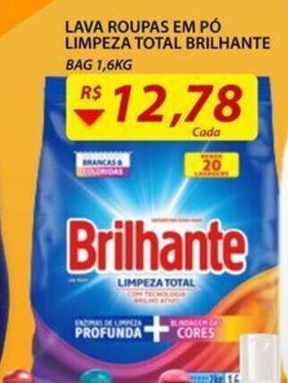 Assaí Atacadista Lava roupas em po Limpeza Total Brilhante 1.6kg oferta