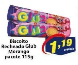 Vencedor Atacadista Biscoito Recheado Glub Morango pacote 115g oferta