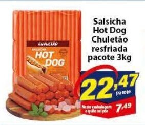 Vencedor Atacadista Salsicha Hot Dog Chuletao resfriada pacote 3kg oferta