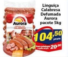 Vencedor Atacadista Linguica Calabresa Defumada Aurora pacote 5kg oferta