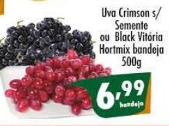 Vencedor Atacadista Uva Crimson s/ Semente ou Black Vitoria Hortmix bandeja 500g oferta