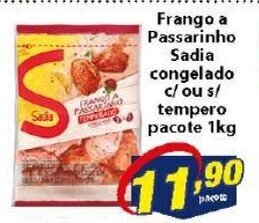 Vencedor Atacadista Frango a passarinho Sadia congelado c/ ou s/ tempero pacote 1kg oferta