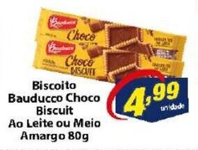Biscoito Bauducco Choco Biscuit ao Leite ou Meio Amargo 80g