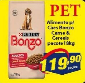 Vencedor Atacadista Alimento p/ caes Bonzo Carne & Cereais pacote 18kg oferta