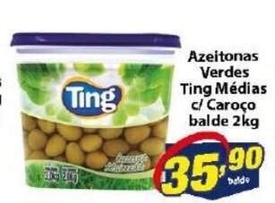 Vencedor Atacadista Azeitonas Verdes Ting Medias c/ Caroco balde 2kg oferta