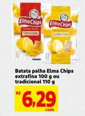 Mercado Extra Batata palha Elma Chips extrafina 100g ou tradicional 110g oferta
