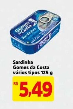 Sardinha Gomes da Costa varios tipos 125g