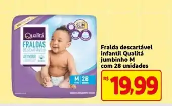 Fralda descartavel infantil Qualita Jumbinho M com 28 unidades