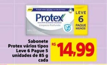 Mercado Extra Sabonete Protex varios tipos Leve 6 pague 5 unidades de 85g cada oferta