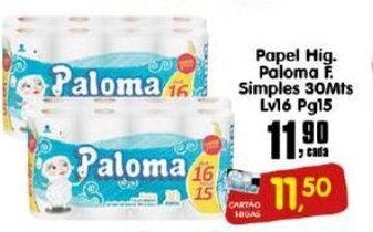 Higa's Supermercado Papel Hig. Paloma F. Simples 30mts Lv 16 Pg 15 oferta