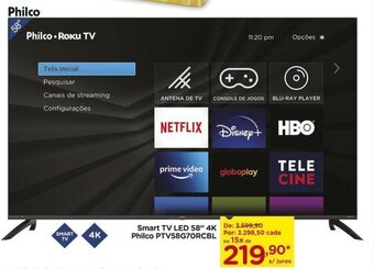 Carrefour Smart TV Led 58" 4K Philco oferta