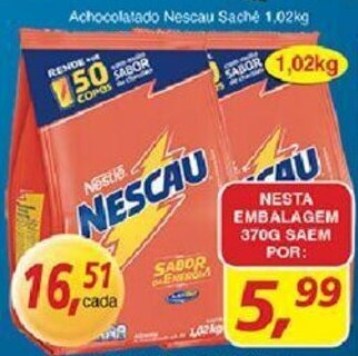 Supermercados Guanabara Achocolatado Nescau Sache 370g oferta