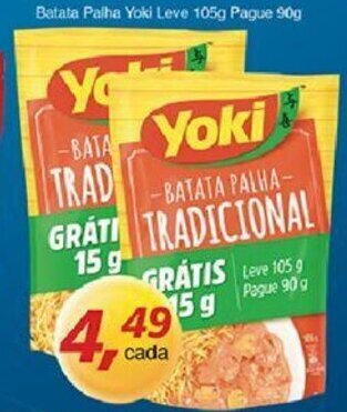 Supermercados Guanabara Batata Palha Yoki Leve 105g Pague 90g oferta
