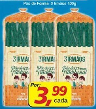Supermercados Guanabara Pao de Forma 3 Irmaos 400g oferta