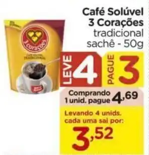 Carrefour Cafe Soluvel 3 Coracoes 50g oferta