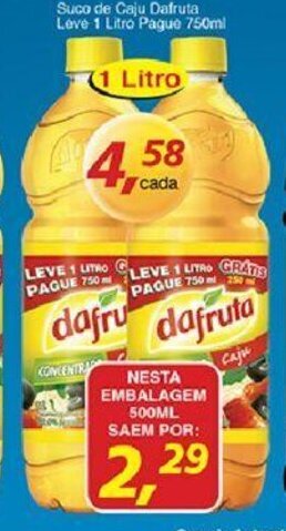 Supermercados Guanabara Suco de Caju Dafruta leve 1L pague 750ml oferta
