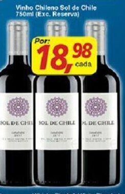 Vinho Chileno Sol de Chile (exc, Reserva) 750ml