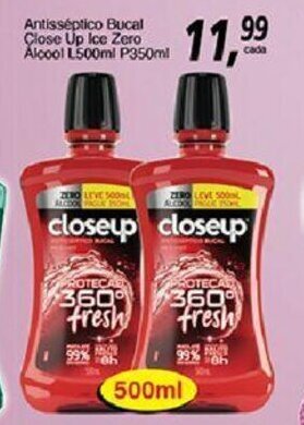 Supermercados Guanabara Antisseptico Bucal Close Up Ice Zero Alcool L500ml P350ml oferta