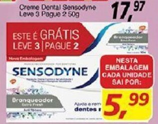 Supermercados Guanabara Creme Dental Sensodyne Leve 3 pague 2 50g oferta
