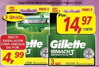 Carga Gillette Mach3 Sensitive Leve 3 Pague 2 Unids.