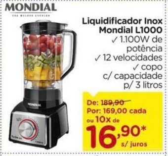 Carrefour Liquidificador Inox Mondial L1000 oferta
