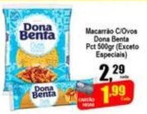 Higa's Supermercado Macarrao c/ Ovos Dona Benta Pct 500g oferta