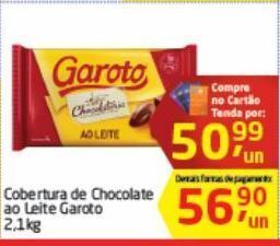 Tenda Atacado Cobertura de chocolate ao leite garoto 2,1kg oferta